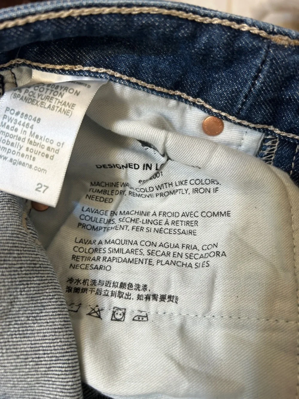 AG Adriano Goldschmied Alexxis Straight Leg High Rise Jeans in Dark Blue Wash 27 - Picture 11 of 12